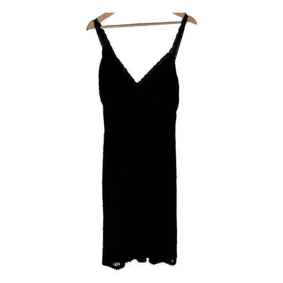 Vintage Bisou Bisou Ribbed lace Trim Bodycon Black Goth Dress Large - Picture 7 of 16